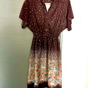 Floral Brown Vintage Dress